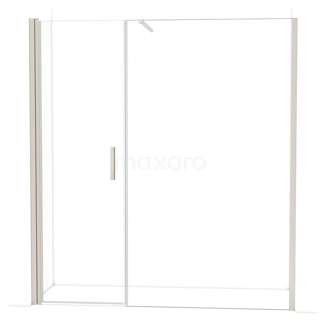 Glazen douchewand met schuifdeur, transparant veiligheidsglas, minimalistisch design, perfect voor een moderne badkamer.