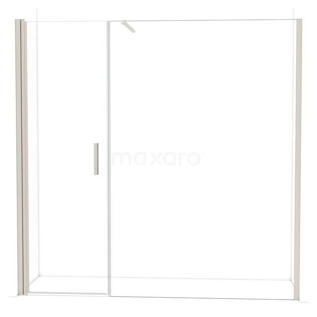 Glazen douchewand met schuifdeur, transparant design, aluminium profiel, ideaal voor een moderne badkamer.