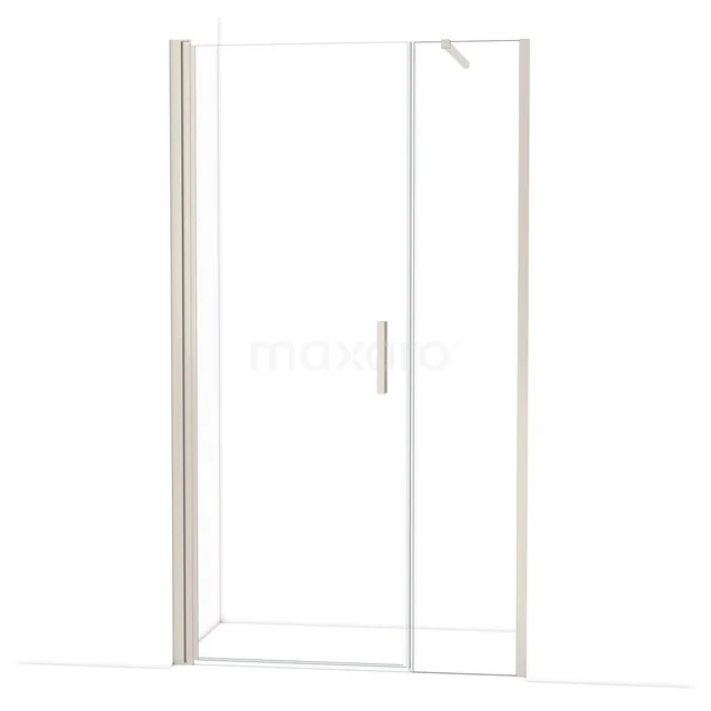 Douchewand met deur, helder glas, mat zilveren profiel, ideaal als moderne badkameroplossing voor een strakke uitstraling.