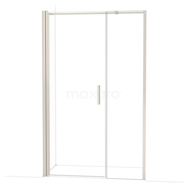 Glazen douchedeur met zilverkleurig frame en strak design, perfect voor een moderne badkamer inrichting.