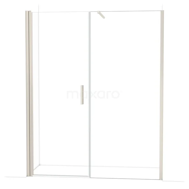 Glazen schuifdeur douchecabine, transparant, aluminium omlijsting, modern design, geschikt voor stijlvolle badkamers.