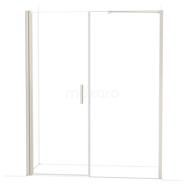 Glazen douchewand met schuifdeur, transparant, zilverkleurig aluminium frame, ideaal voor moderne badkamerinrichting.