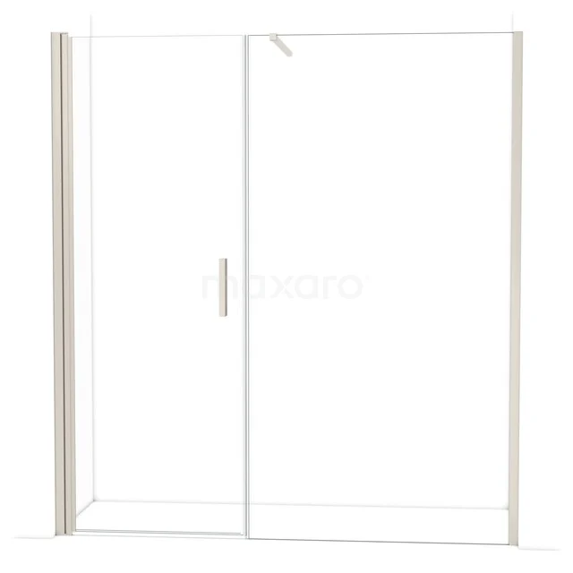 Glazen douchewand met schuifdeur, helder glas, aluminium profiel, geschikt voor moderne badkamerindeling.