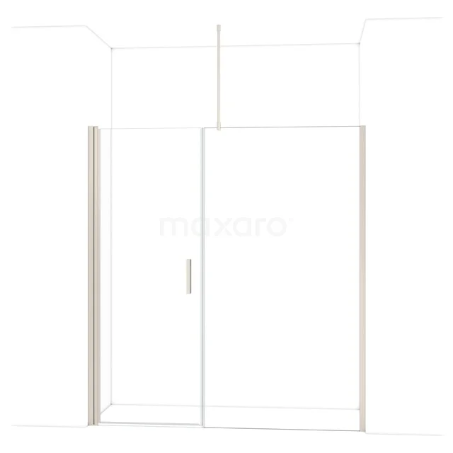 Glazen douchewand met schuifdeur, minimalistisch design, helder glas en aluminium profielen; ideaal voor een moderne badkamer.