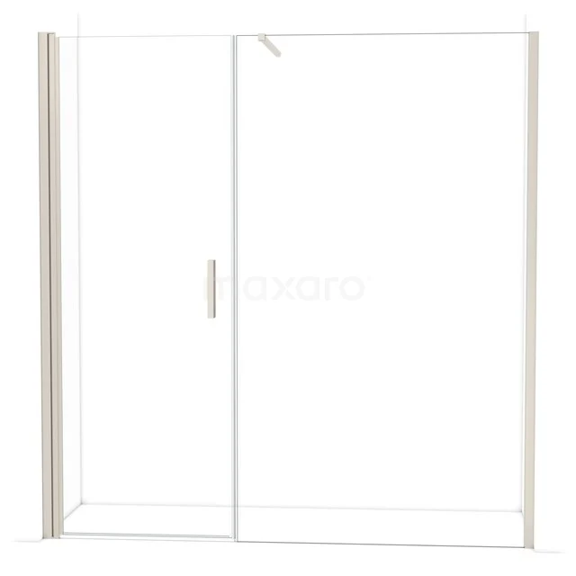 Glazen douchewand met schuifdeur, transparant design, aluminium frame, perfect voor moderne badkamers.