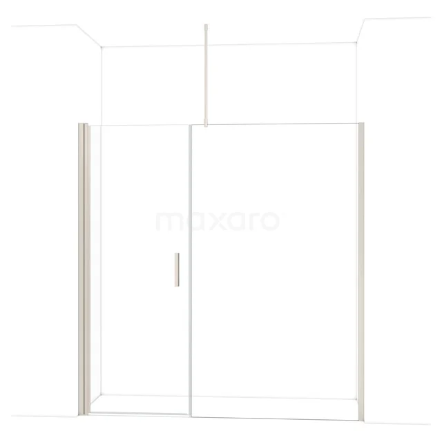 Glas Duschwand mit Eckprofil, minimalistisches Design, Klarglas und Aluminium-Akzenten für einen modernen Badezimmerstil.