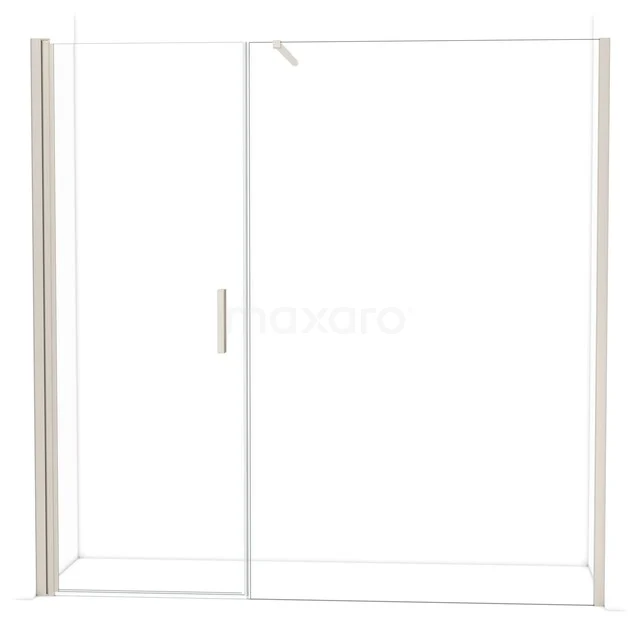 Heldere glazen douchewand met schuifdeur, minimalistisch ontwerp, aluminium profiel, ideaal voor een moderne badkamer.