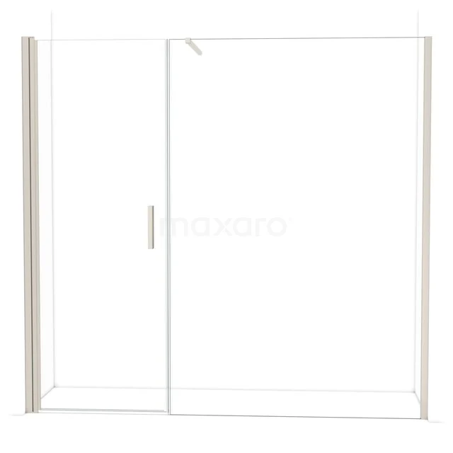 Glazen douchewand met schuifdeur, helder glas, aluminium profiel, modern design, ideaal voor een ruime badkamer.