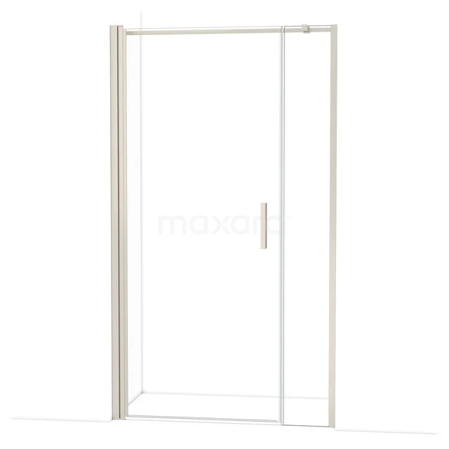 Glazen douchedeur met zilverkleurig aluminium frame, schuifmechanisme en strak design voor een moderne badkamer.