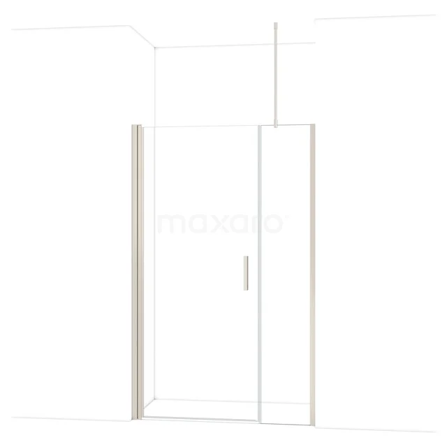 Glazen douchewand met draaideur, helder glas en metalen profiel, ideaal voor een moderne badkamerinrichting.