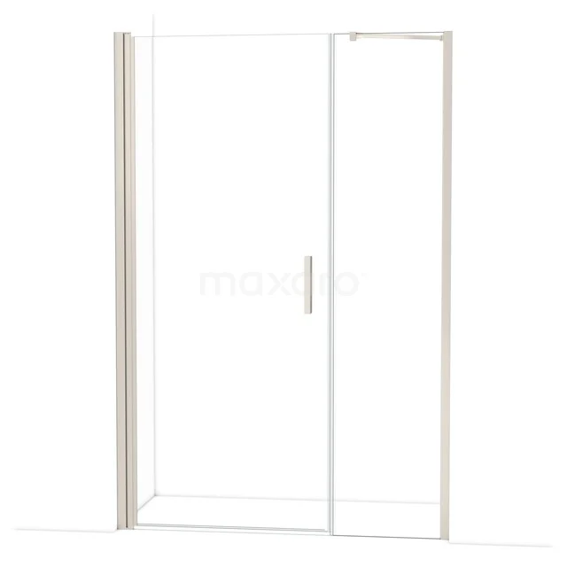 Glazen schuifdeur voor douche, helder glas, aluminium omlijsting, moderne badkamerstijl.