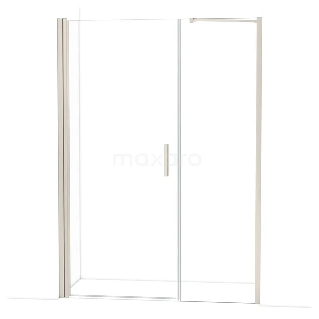 Glazen douchedeur met zilverkleurig frame, schuifmechanisme en strak design, ideaal voor moderne badkamers.