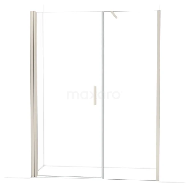 Glazen douchewand met zilverkleurig frame, schuifdeur en strak design, perfect als stijlvolle badkameroplossing.