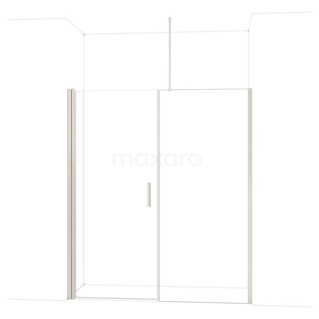 Glazen douchedeur met aluminium frame, helder glas, schuifmechanisme. Perfect voor een moderne badkamerstijl.