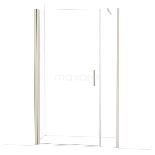 Glazen douchedeur met minimalistisch design en chroomaccenten, perfect voor een moderne badkamer.