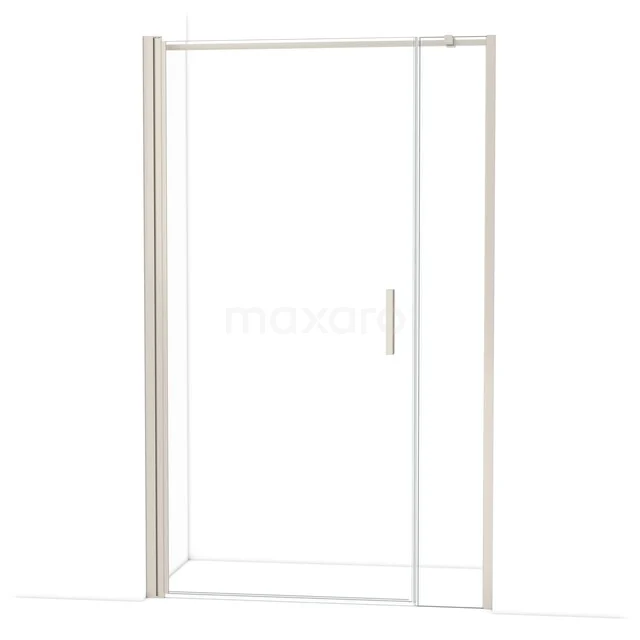 Douchedeur met schuifdeur, helder glas, aluminium frame in mat zilver, ideaal voor een moderne badkamer.