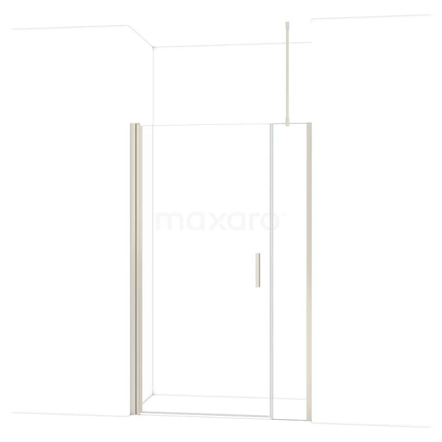 Moderne glazen douchewand met deur, helder glas en minimalistisch aluminium frame, ideaal voor een stijlvolle badkamer.