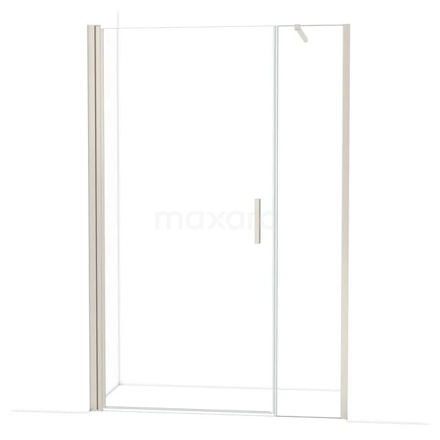 Glasbegehbare Dusche mit transparenter Tür, chromfarbener Haltegriff und minimalistischem Design, ideal für moderne Bäder.