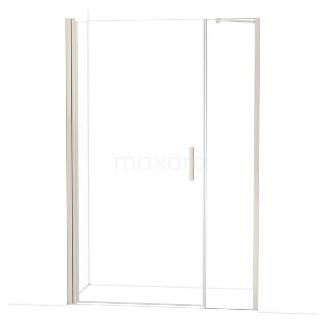 Douchedeur met helder glas, aluminium frame in chroom, schuifmechanisme, ideaal voor een moderne badkamer.