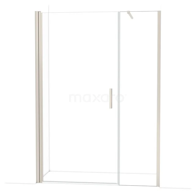 Glazen douchedeur met chromen handvat, volledig transparant design, geschikt voor moderne badkamers.