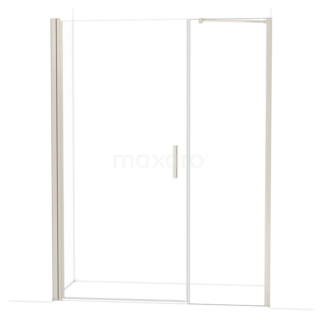 Glazen schuifdeur douchewand, transparant met aluminium profielen, ideaal voor een moderne badkamerstijl.