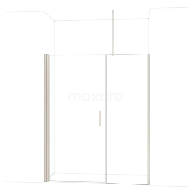 Glazen douchedeur met mat zilveren profiel, strak design, ideaal voor moderne badkamers, gemaakt van stevig veiligheidsglas.