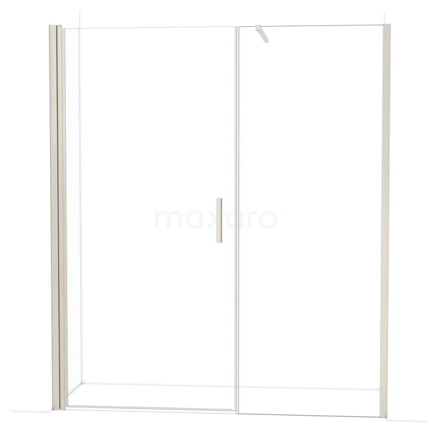 Glazen douchewand met schuifdeur, minimalistisch design, helder veiligheidsglas en aluminium frame, ideaal voor moderne badkamers.
