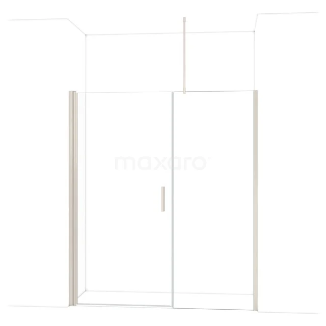 Glazen schuifdeur voor badkamer, transparant, minimalistisch design met aluminium profielen en geïntegreerde handgreep.