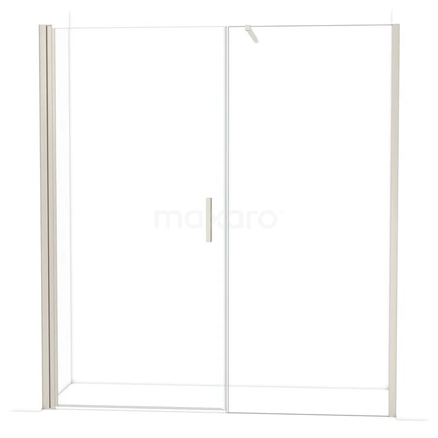 Douchedeur met schuifsysteem, helder glas en zilverkleurig frame, ideale badkameroplossing voor strakke en moderne designs.
