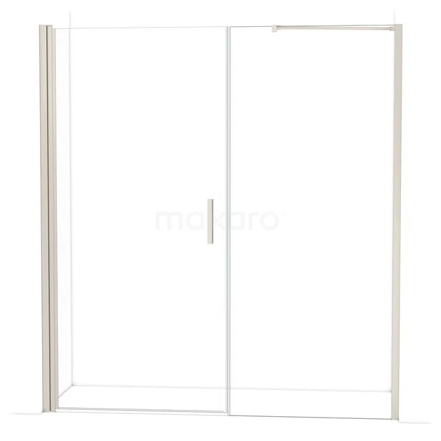 Glazen schuifdeur voor douche, helder glas, aluminium omlijsting, modern design; ideaal voor een stijlvolle badkamerupgrade.