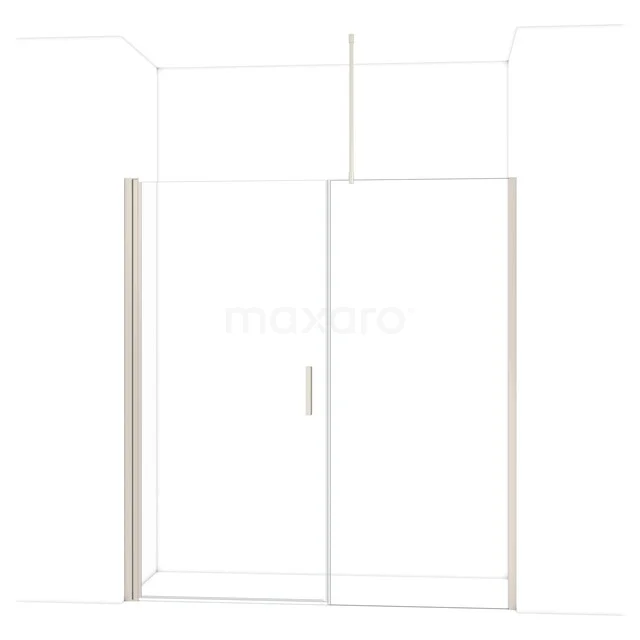 Heldere glazen douchedeur met aluminium profielen, geschikt voor moderne badkamers. Minimalistisch design met stevige handgreep.