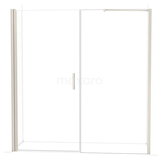 Douchedeur met schuifmechanisme, helder glas en zilverkleurig frame, ideaal voor een moderne en ruime badkamerstijl.