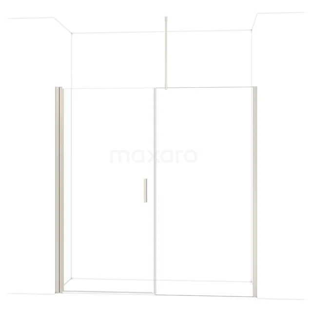 Glazen douchewand met schuifdeur, helder glas, aluminium frame, ideaal voor een moderne badkamer inrichting.