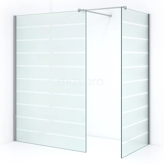 Transparente Gläserne Duschwand mit matt-weißen Linien, großzügiges Design, ideal als stilvolle Trennung in modernen Bädern.