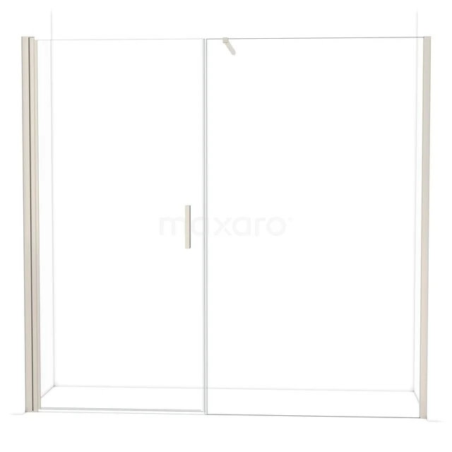 Klarer Glas-Duschwand mit Schiebetür, Aluminiumrahmen und minimalistischem Design; ideal für einen modernen Badezimmerstil.