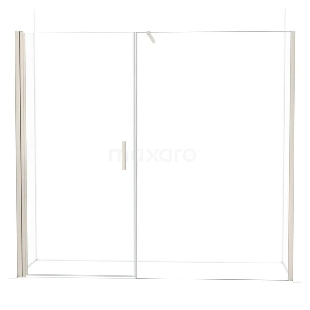 Glazen douchewand met draaideur, helder veiligheidsglas, zilverkleurig frame, perfect voor een moderne badkamerstijl.