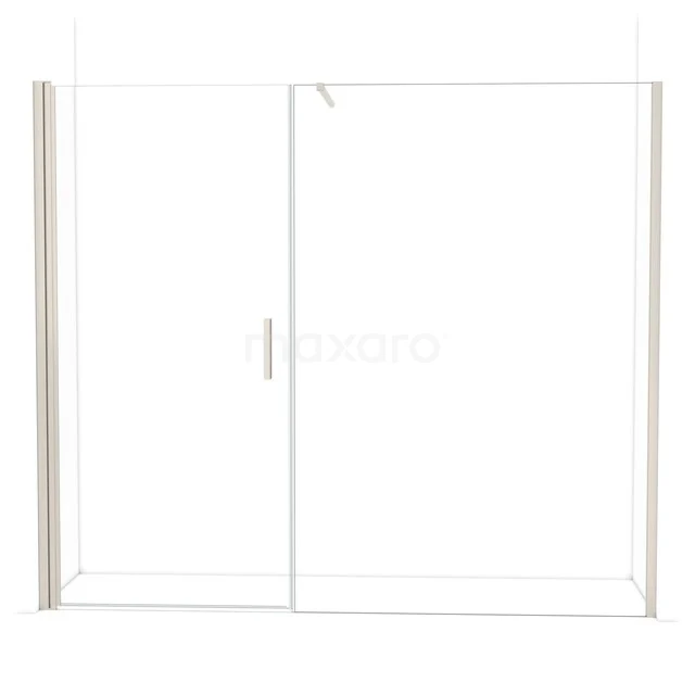 Glazen douchewand met aluminium profielen, schuifdeur, moderne vormgeving, ideaal voor stijlvolle badkamerinrichting.