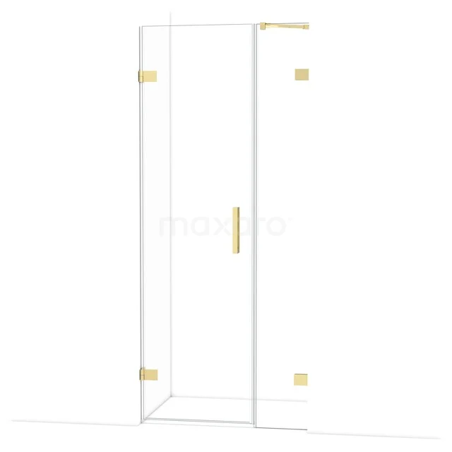 Diamond Douchedeur | 85 cm Lichtgoud Helder glas Draaideur DDC210603220LG Glazen douchecabine met goudkleurige scharnieren, strak design, ideaal voor een moderne badkamer.