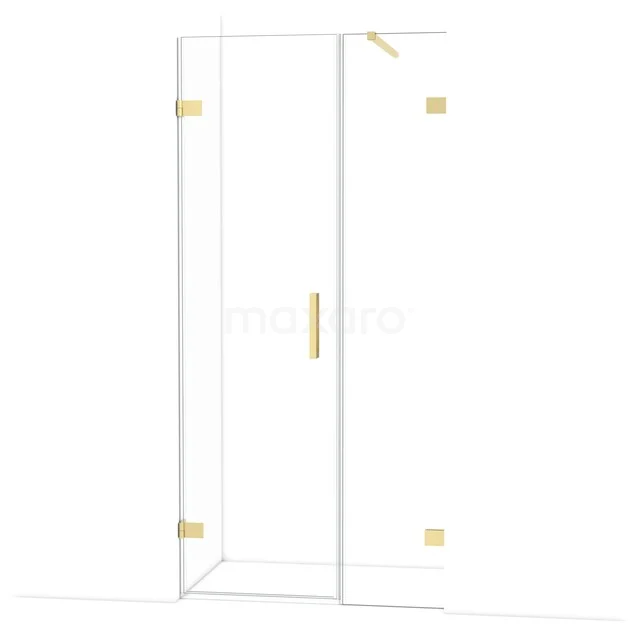 Diamond Douchedeur | 95 cm Lichtgoud Helder glas Draaideur DDC210604120LG Douchecabine glas met gouden scharnieren en handgreep, hoekinstap, strak design voor moderne badkamers.