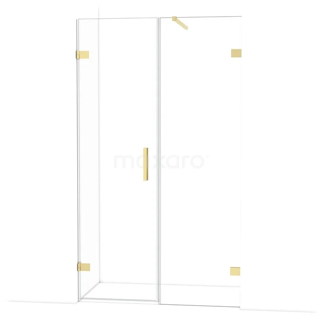 Diamond Douchedeur | 115 cm Lichtgoud Helder glas Draaideur DDC210606120LG Elegante glazen douchewand met gouden scharnieren en handgreep, ideaal voor een moderne badkamerinrichting.