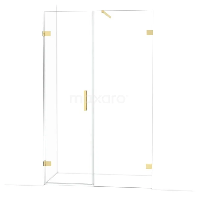 Diamond Douchedeur | 125 cm Lichtgoud Helder glas Draaideur DDC210607120LG Glazen douchedeur met goudkleurige scharnieren, strak design voor moderne badkamers. Minimalistische uitstraling.