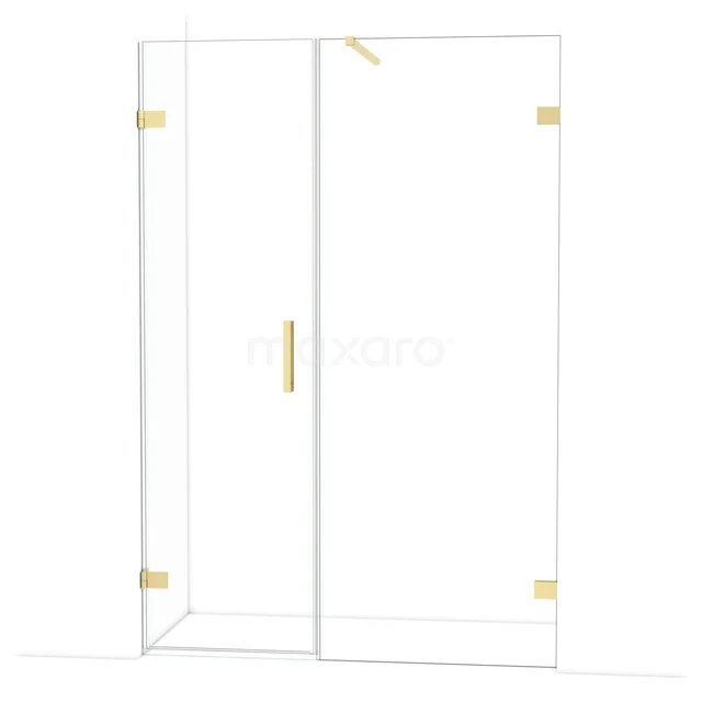 Diamond Duschtür | 135 cm Helles Gold Klarglas Drehtür DDC210608120LG Duschwand aus Klarglas mit goldenen Scharnieren und Haltegriff, luxuriöse Ausstrahlung, perfekt für ein modernes Badezimmer.
