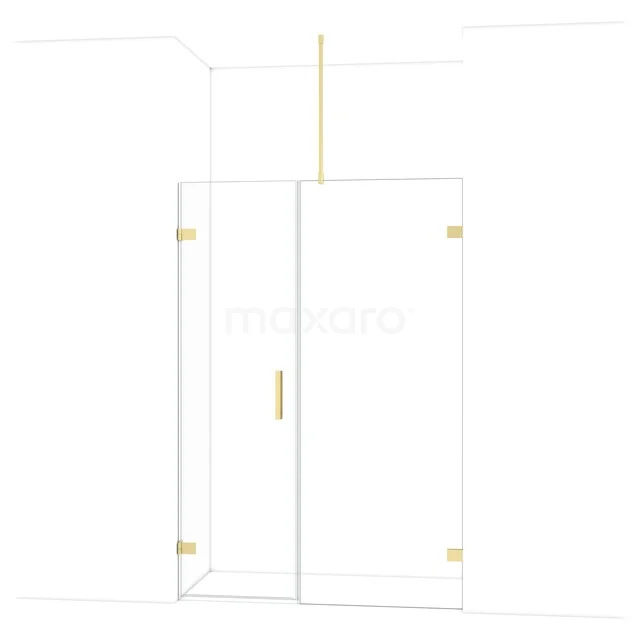 Goldfarbene Glastür für die Dusche mit minimalistischem Design, geeignet für ein modernes Badezimmer.