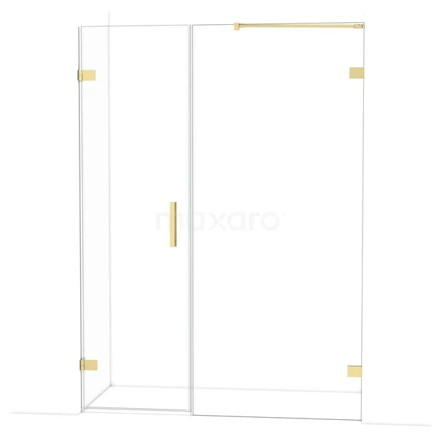 Diamond Shower door | 145 cm Light gold Clear glass Pivot door DDC210609220LG Shower screen clear glass with gold accents, modern shower solution for a stylish bathroom.