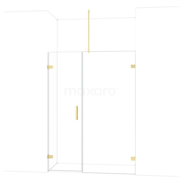 Diamond Duschtür | 145 cm Helles Gold Klarglas Drehtür DDC210609720LG Goldene Duschtür mit Glasplatten, schlankes Design und moderne Beschläge, perfekt für eine stilvolle Badezimmergestaltung.