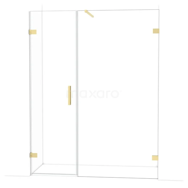 Diamond Douchedeur | 155 cm Lichtgoud Helder glas Draaideur DDC210610120LG Glazen douchecabine met goudkleurige accenten, moderne afwerking; ideaal voor stijlvolle badkamerinrichting.
