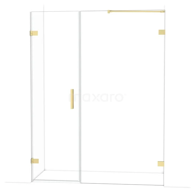 Diamant-Duschtüren DDC210610220LG Glasene Duschtür mit goldenen Scharnieren und Haltegriff, modernes Design, ideal für stilvolle und luxuriöse Badezimmergestaltung.