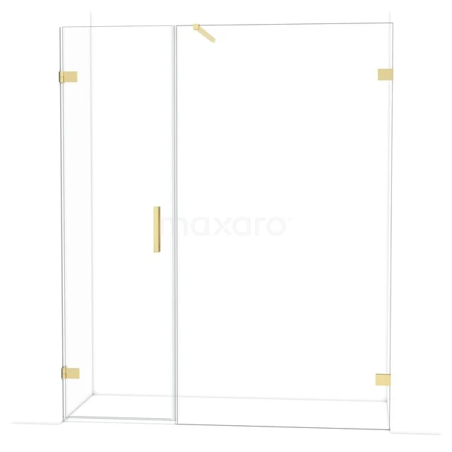 Diamond Douchedeur | 165 cm Lichtgoud Helder glas Draaideur DDC210611120LG Glazen douchewand met gouden accenten, strak design, ideaal voor moderne badkamers, gemaakt van duurzaam veiligheidsglas.