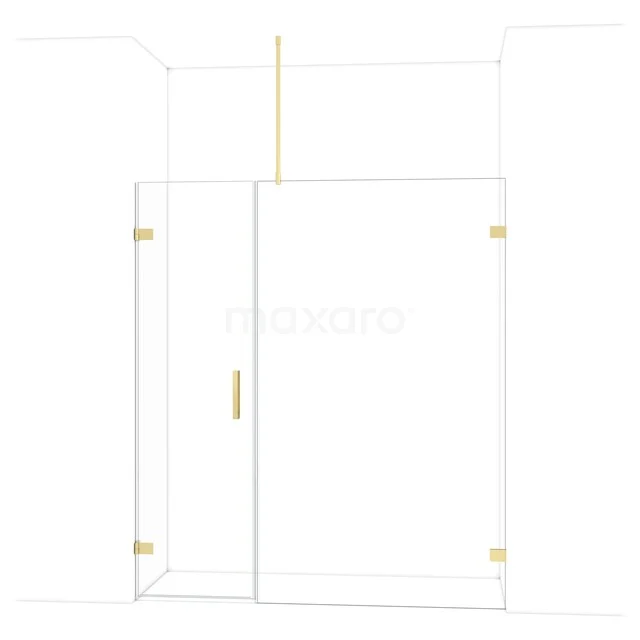 Diamond Duschtür | 175 cm Helles Gold Klarglas Drehtür DDC210612720LG Duschwand mit Tür, Glas und goldfarbenen Akzenten, stilvolles Design für moderne Bäder.