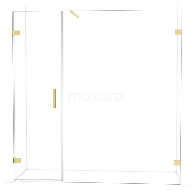 Diamond Duschtür | 195 cm Helles Gold Klarglas Drehtür DDC210614120LG Duschwand mit Tür, Klarglas und goldenen Scharnieren, stilvolles und modernes Design, ideal für luxuriöse Badezimmergestaltung.